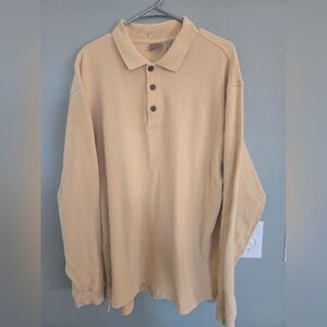L.L. Bean rugby style longsleeve collared shirt size large gold /yellow